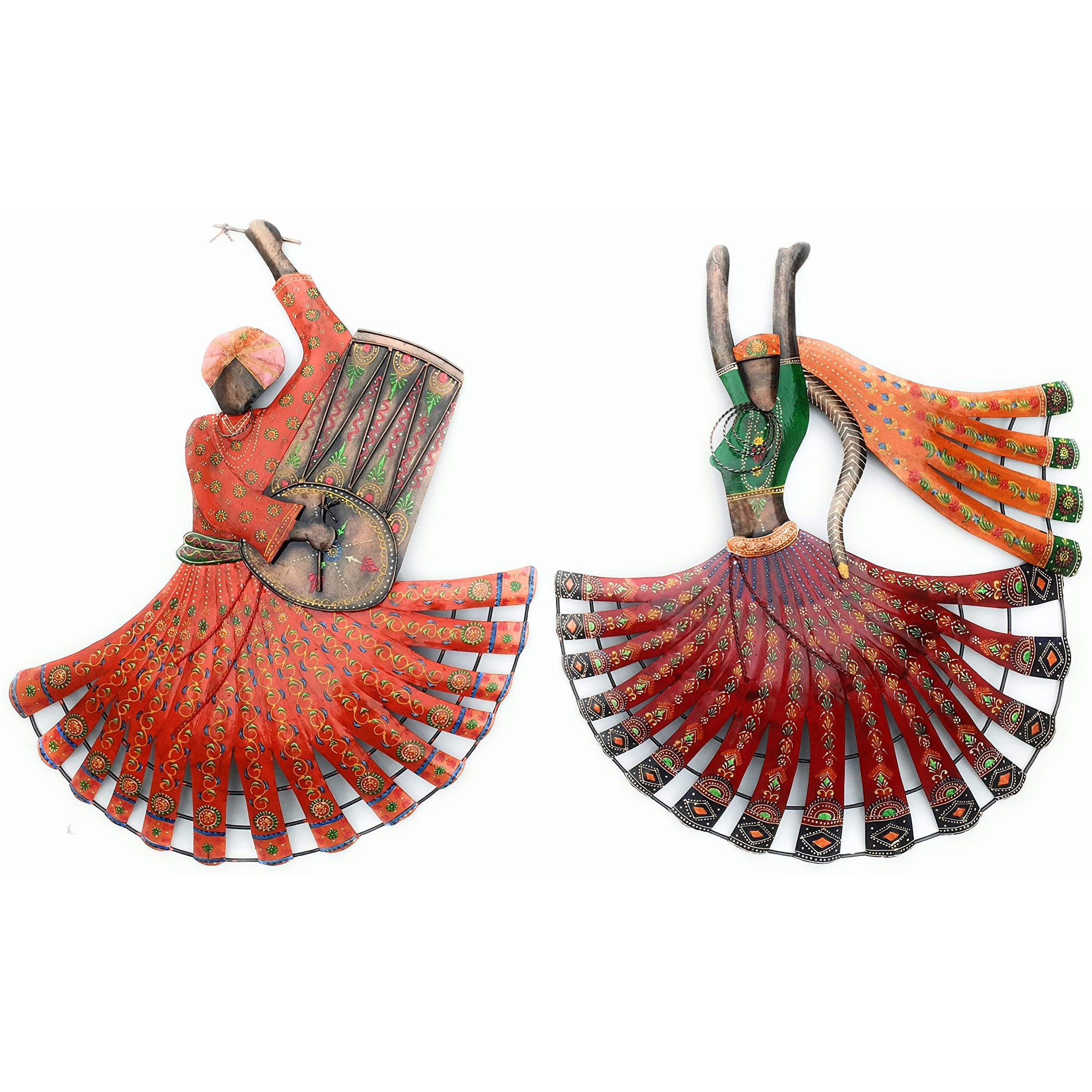 Mohanjodero Metal Handicraft Wall Decor Metal Art Rajasthani Dancer/ Tribal Dancer Frame Small