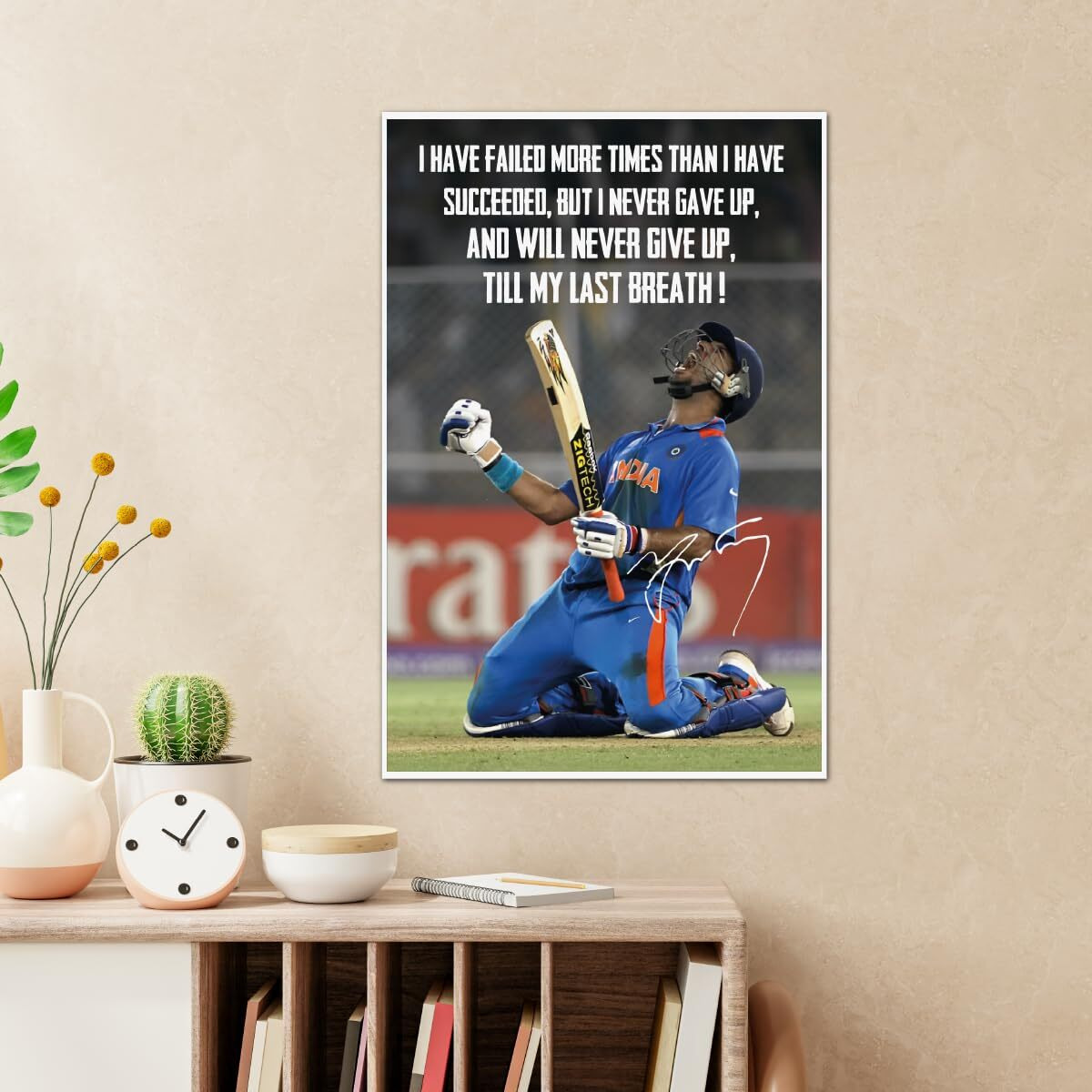 Tenorarts Yuvraj Singh Poster Indian Cricket Wall Posters With Adhesives On Back With Thick 300 Gsm Matt Finish Paper (18Inches X 12Inches)