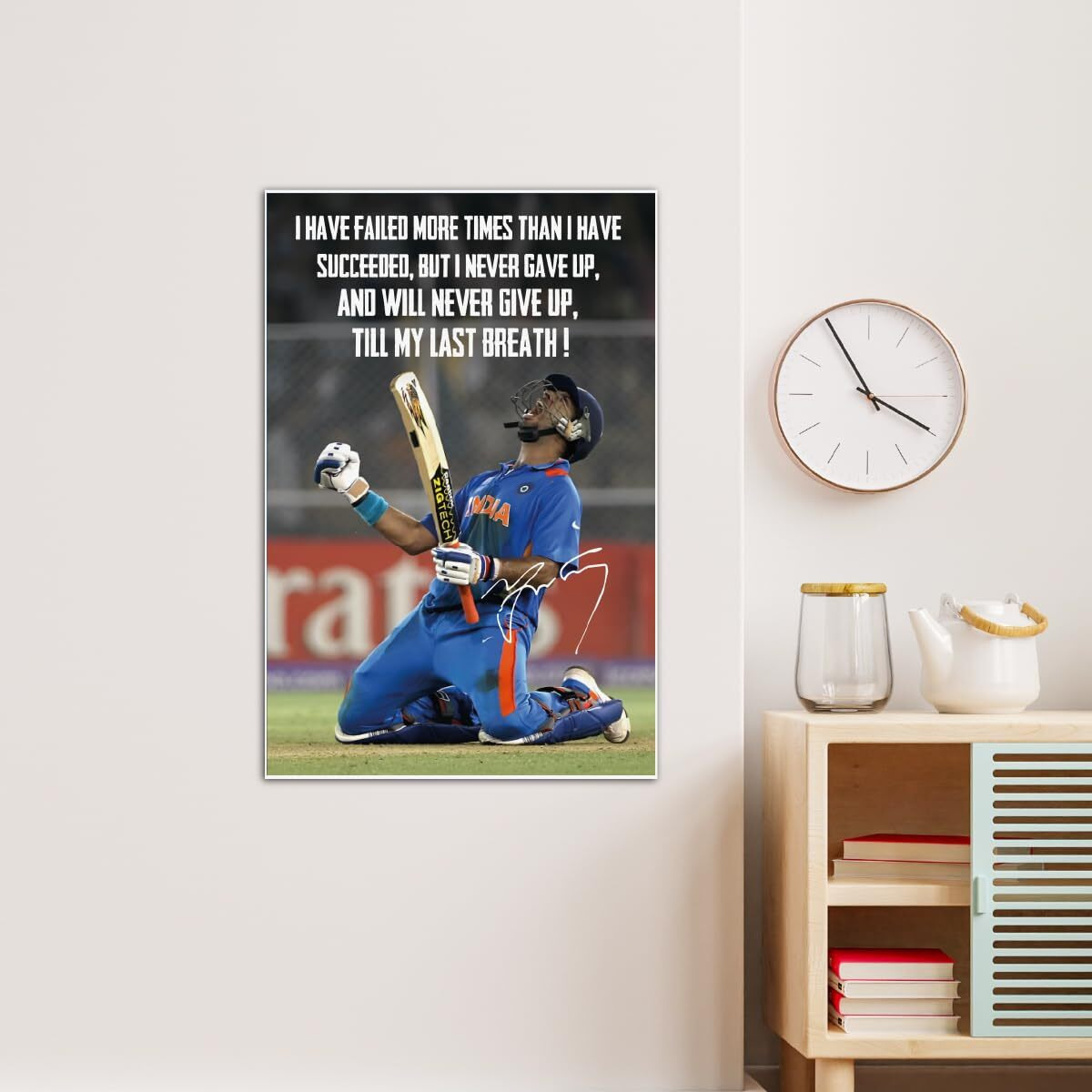 Tenorarts Yuvraj Singh Poster Indian Cricket Wall Posters With Adhesives On Back With Thick 300 Gsm Matt Finish Paper (18Inches X 12Inches)