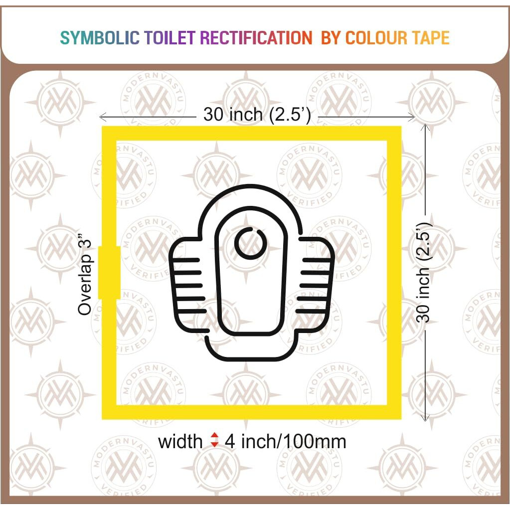 Mv Vastu Remedies Colour Tape | Size 4&quotInch/100Mm, 20 Meter (Main Entrance & Toilet Correction)  Pack Of 1 (Yellow)