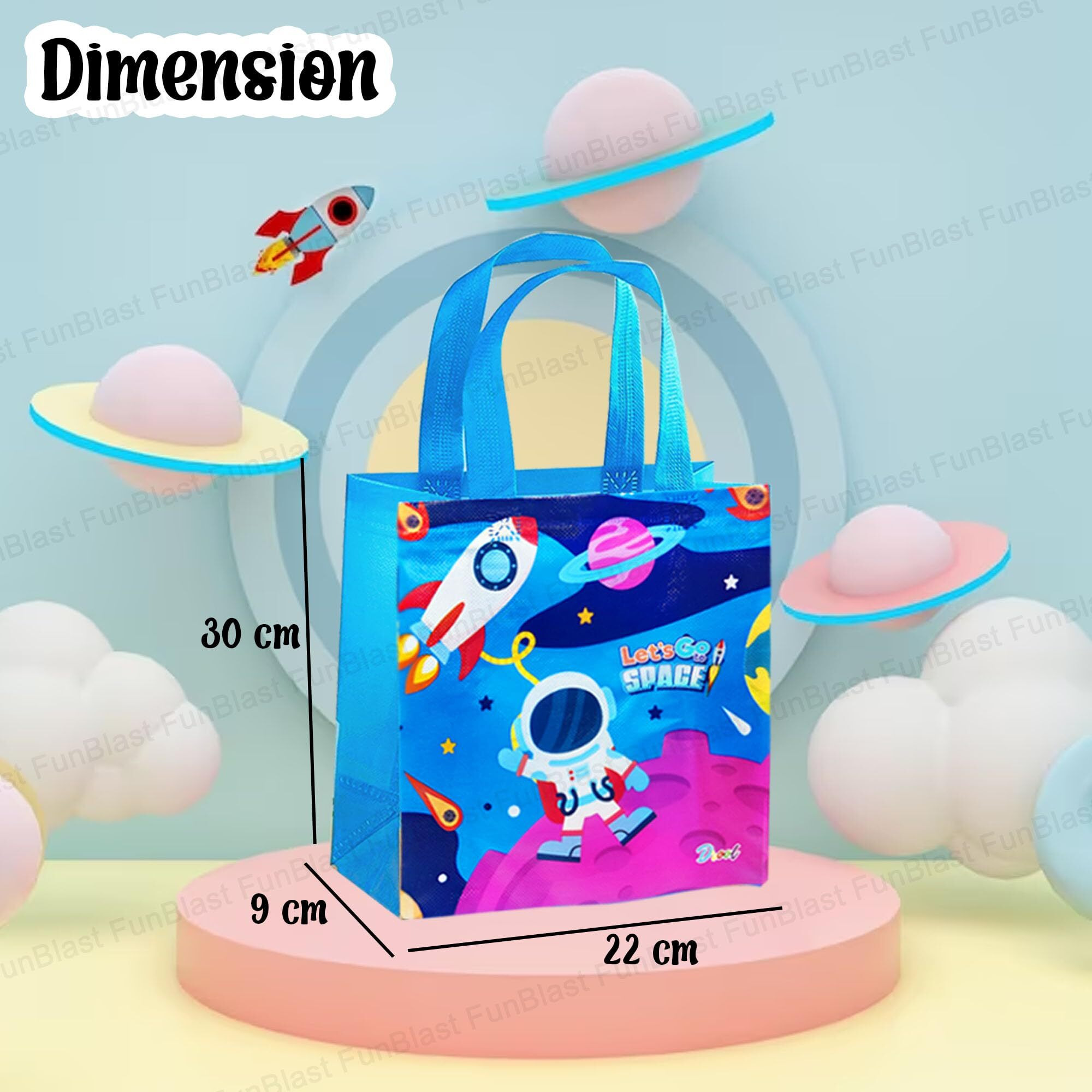 Funblast Space Gifting Bags For Return Gifts - Pack Of 12 Pcs Non-Woven Carry Bags, Multi-Purpose Reusable Carry Bag, Birthday Gifting Bags, Hand Bag For Return Gifts (12)