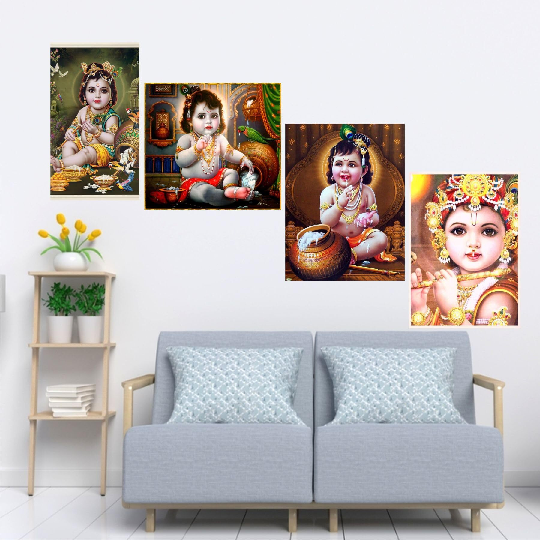 Sticker Yard Bal Krishna Posters Decor Kids Room Decor, Hall Decor, Kitchen Decor, Living Room Decor,Bedroom Decor Vinyl Wall Sticker,Multicolor (Standard Size -93X30Cm)
