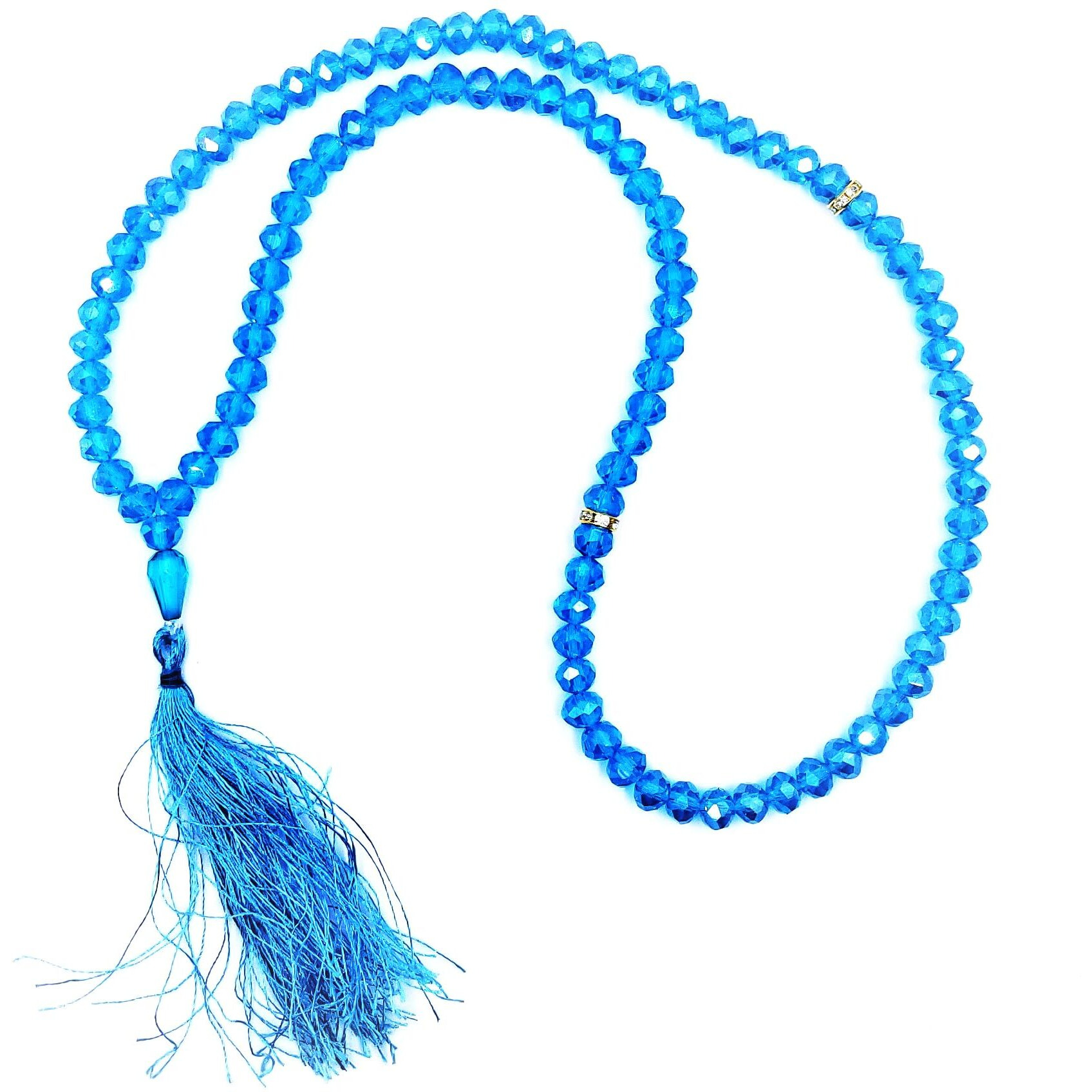 Eshcon Crystal 100 Beads Tasbeeh/Tasbih Dimond Cut Light Sky Blue Colour [Import Quality]