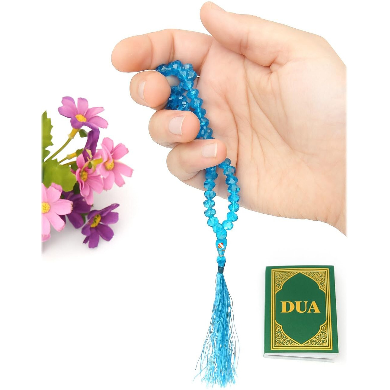 Eshcon Crystal 100 Beads Tasbeeh/Tasbih Dimond Cut Light Sky Blue Colour [Import Quality]