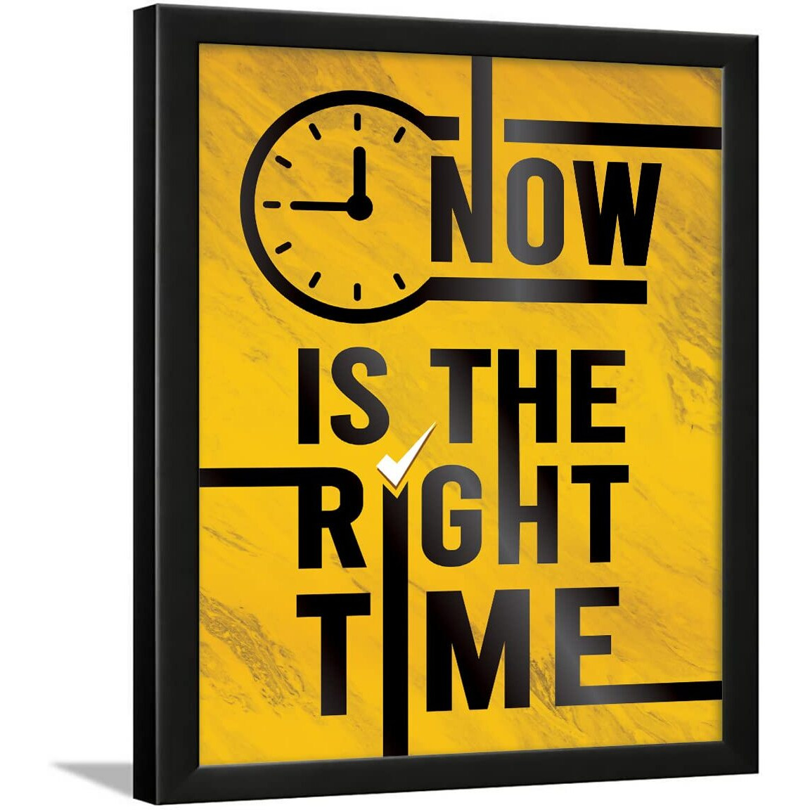 Chaka Chaundh - Motivational Quotes Frames - Framed Posters - Time Quotes Frames For Office, Student, Entrepreneur - Quotes Wall Frames - Posters With Frame (Right Time - Yellow)