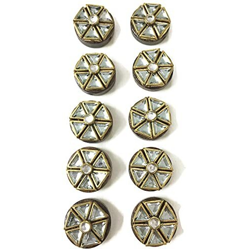 Sync Kundan Stone Button For Kurtis Dresses Women Girl Latkan Sewing Dress Decoration Fancy Craft Suits Stylish Clothes Sarees Gowns Fabric Clothes