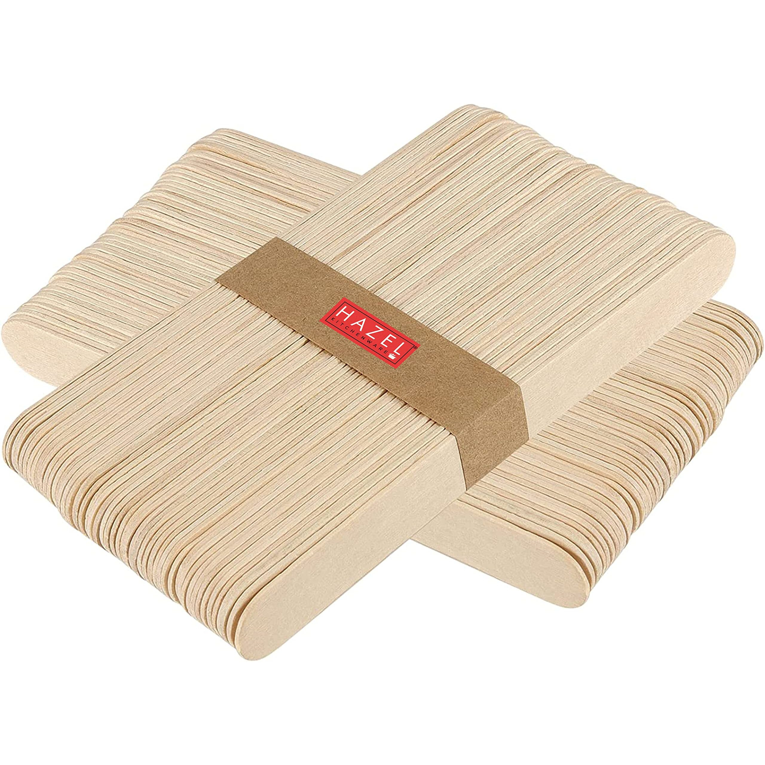 Hazel Wooden Ice Cream Sticks | Craft Sticks For Art, Diy And Craft For Kids | Popsicle Stick | Pack Of 120, Beige
