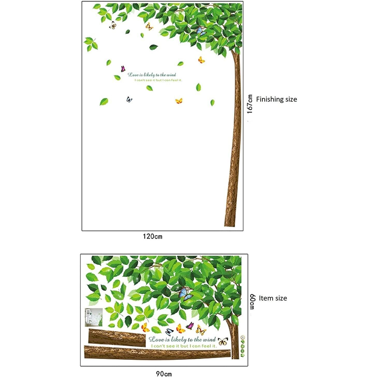 Indian Royals 'Modern Float Big Tree Wall Stickers Touch Of Green' Wall Stickers For Bedroom, Stickers For Walls Of Home, Wall Sticker For Living Room, Wall Decor Stickers (90 Cm X 60 Cm)