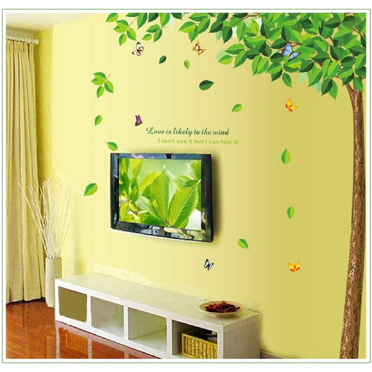 Indian Royals 'Modern Float Big Tree Wall Stickers Touch Of Green' Wall Stickers For Bedroom, Stickers For Walls Of Home, Wall Sticker For Living Room, Wall Decor Stickers (90 Cm X 60 Cm)