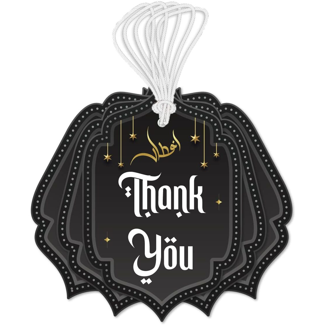 Festiko 40 Pcs Thank You Tags For Ramadan/Eid (Black), Thank You Tags, Eid Decorations, Ramadan Decorations, Tags For Ramadan Party, Eid Party Supplies