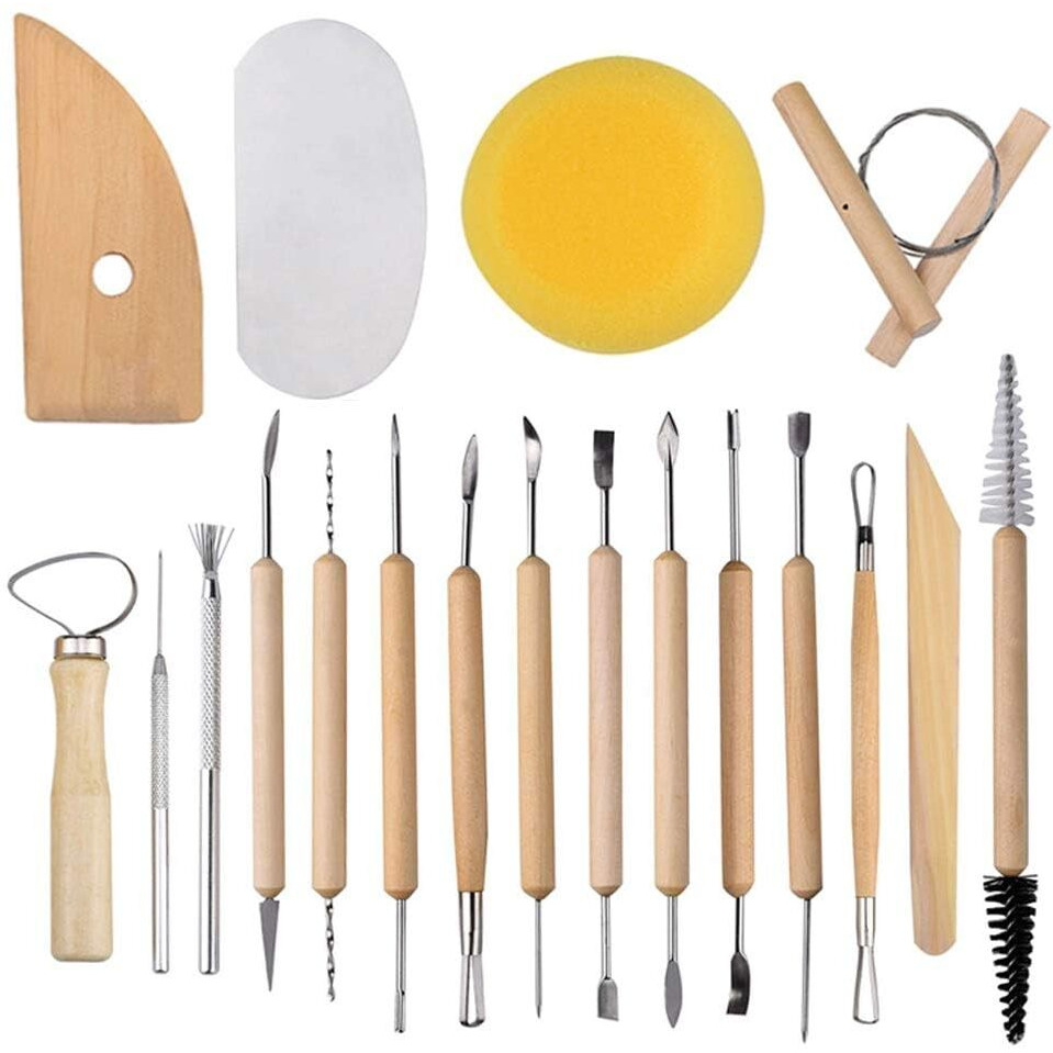 EsKube Set Of 19Pcs Pottery Tools Clay Sculpting, Ceramic Clay Carving Tools Set For Beginners, Expert Art Crafts Sculptors And Children Learning Pottery Sculpting