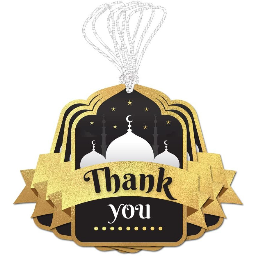 Festiko 20 Pcs Thank You Tags For Ramadan/Eid (Black B), Thank You Tags, Eid Decorations, Ramadan Decorations, Tags For Ramadan Party, Eid Party Supplies