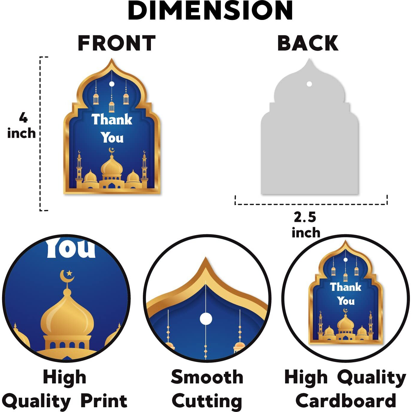 Festiko 30 Pcs Thank You Tags For Ramadan/Eid (Blue), Thank You Tags, Eid Decorations, Ramadan Decorations, Tags For Ramadan Party, Eid Party Supplies