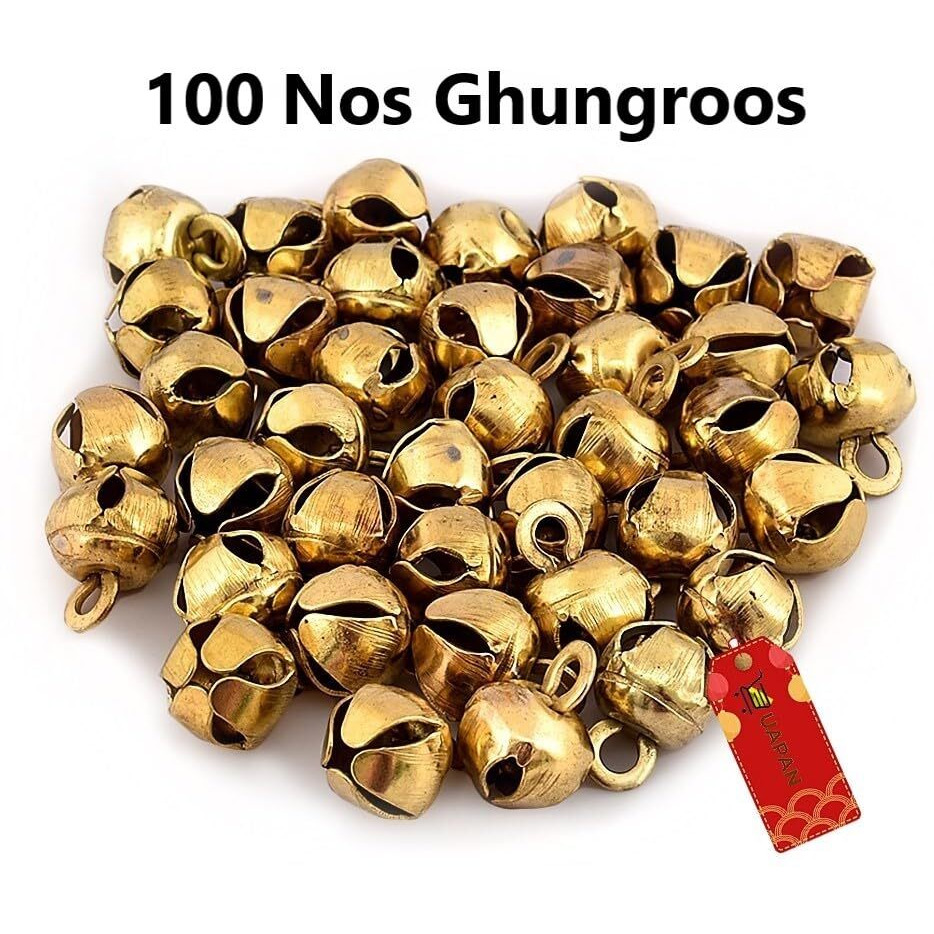 Uapan Golden Iron Ghungroo Beads (100 Pieces) - Enhance Your Crafting And Decor Projects, Hanging And Jewellery Making