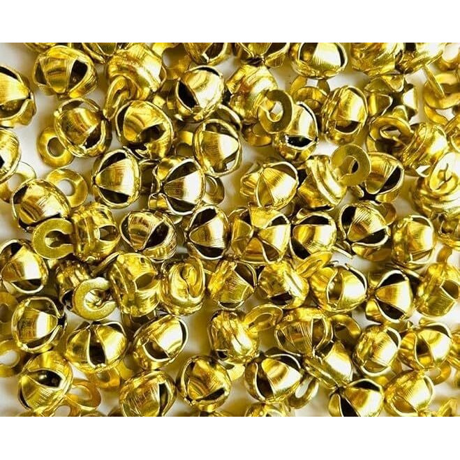Uapan Golden Iron Ghungroo Beads (100 Pieces) - Enhance Your Crafting And Decor Projects, Hanging And Jewellery Making