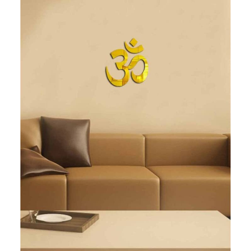 Vah- Kya Bat Hai  Om Golden, Mirror Stickers For Wall, Acrylic Mirror Wall Decor Sticker, Wall Mirror Stickers, Acrylic Stickers, Wall Stickers For Hall Room, Bed Room, Kitchen (Pack Of 1)