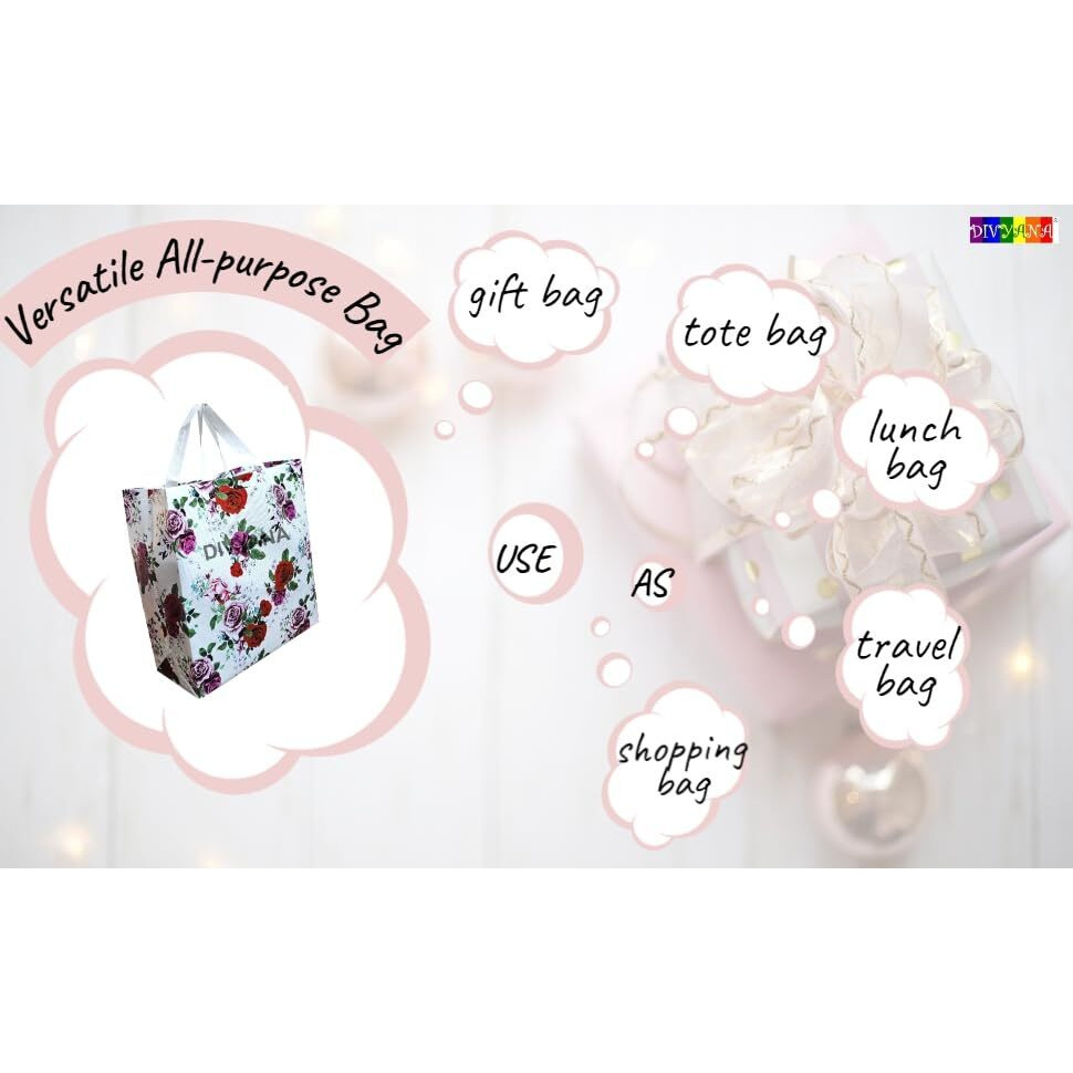 Divyana Bags For Return Gifts, Carry Bags For Gifting, Goodie Bags, 13X5X14 Inch, Pack Of 10