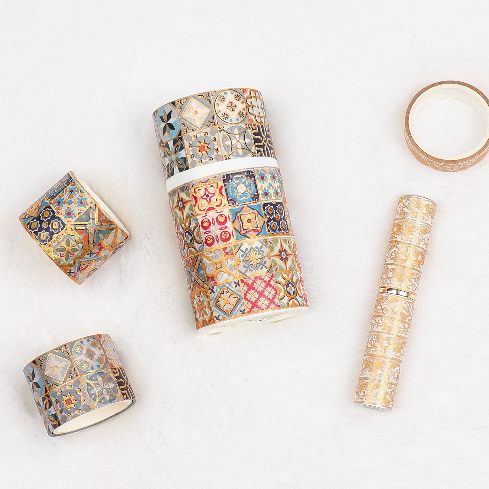 Hasthip 10 Roll Vintage Washi Tape Vintage Pattern Washi Tape Set Aesthetic Decorative Tape Perfect For Bullet Journal, Scrapbook,Junk Journal,Albums, Scrapbook | 10 X 9.3 X 4.1 Cm