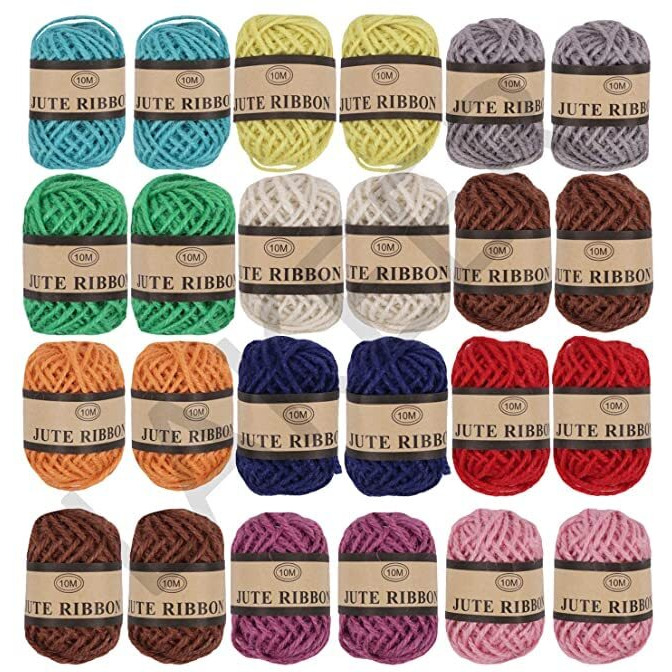 Sejas Collections Natural Colourful Jute Twine Rope For Crafting String Ribbon Rolls For Art And Craft 10 Meter Each Roll Set Of 24 Rolls (12 Colors X 2 Pcs Each)