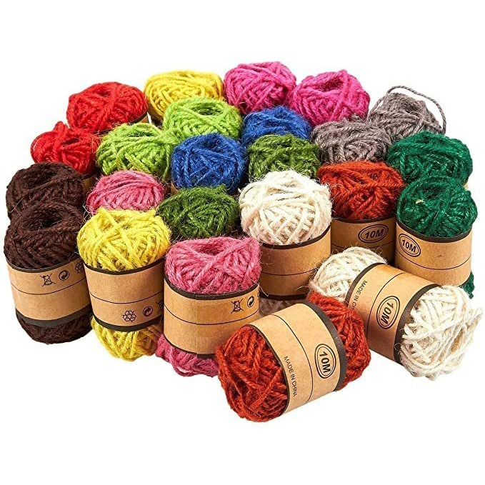 Sejas Collections Natural Colourful Jute Twine Rope For Crafting String Ribbon Rolls For Art And Craft 10 Meter Each Roll Set Of 24 Rolls (12 Colors X 2 Pcs Each)