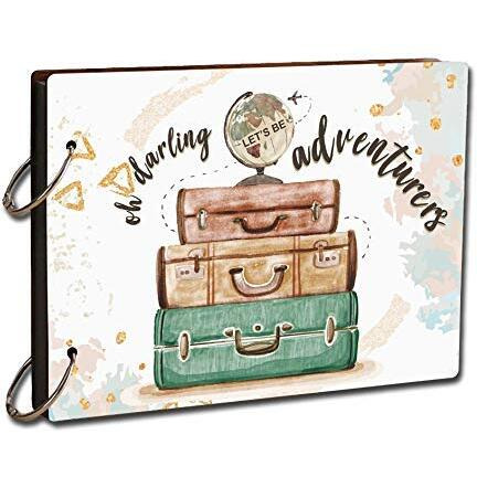 Paper Plane Design Wood Paper Photo Album (12 X 8.5 Inch, Multicolour) (Scrapbook_News_Trv_01)