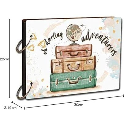 Paper Plane Design Wood Paper Photo Album (12 X 8.5 Inch, Multicolour) (Scrapbook_News_Trv_01)