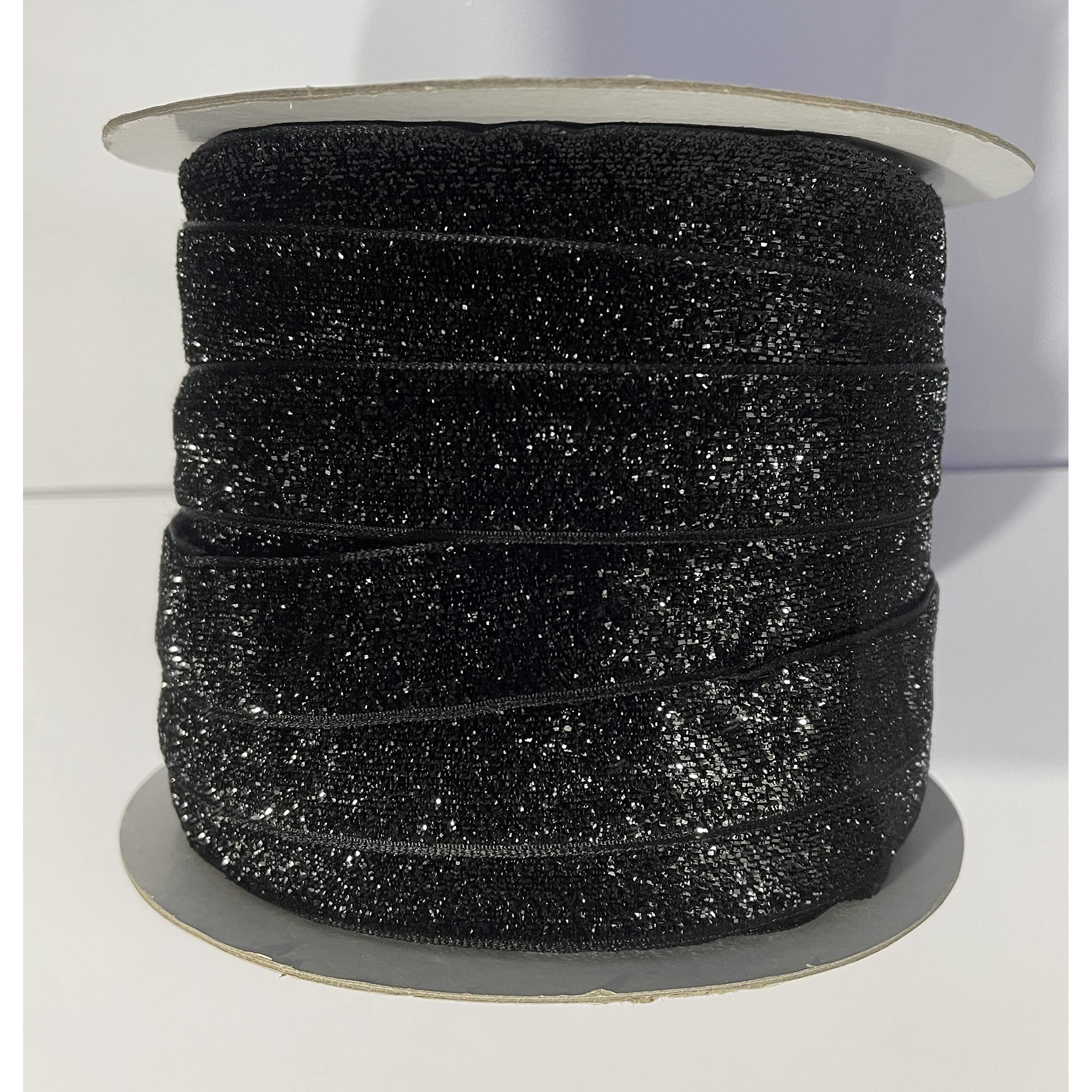 Omx Roll Of Sparkle Glitter Ribbon Patti Lace (54 Yard) (Border) With 20 Mm (0.75 Inch) (3/4 Inch) Width, Saree Border, Party Decoration, Craftwork (Black)
