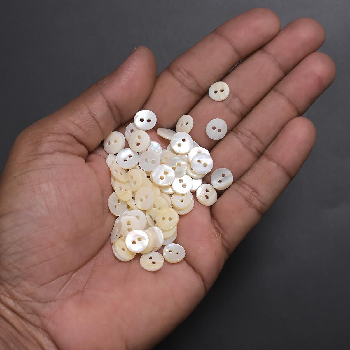 Embroiderymaterial Two Hole Round Mother Of Pearl Buttons For Embelishment, Sewing And Crafting (72 Pieces, Cream) (11-12Mm)