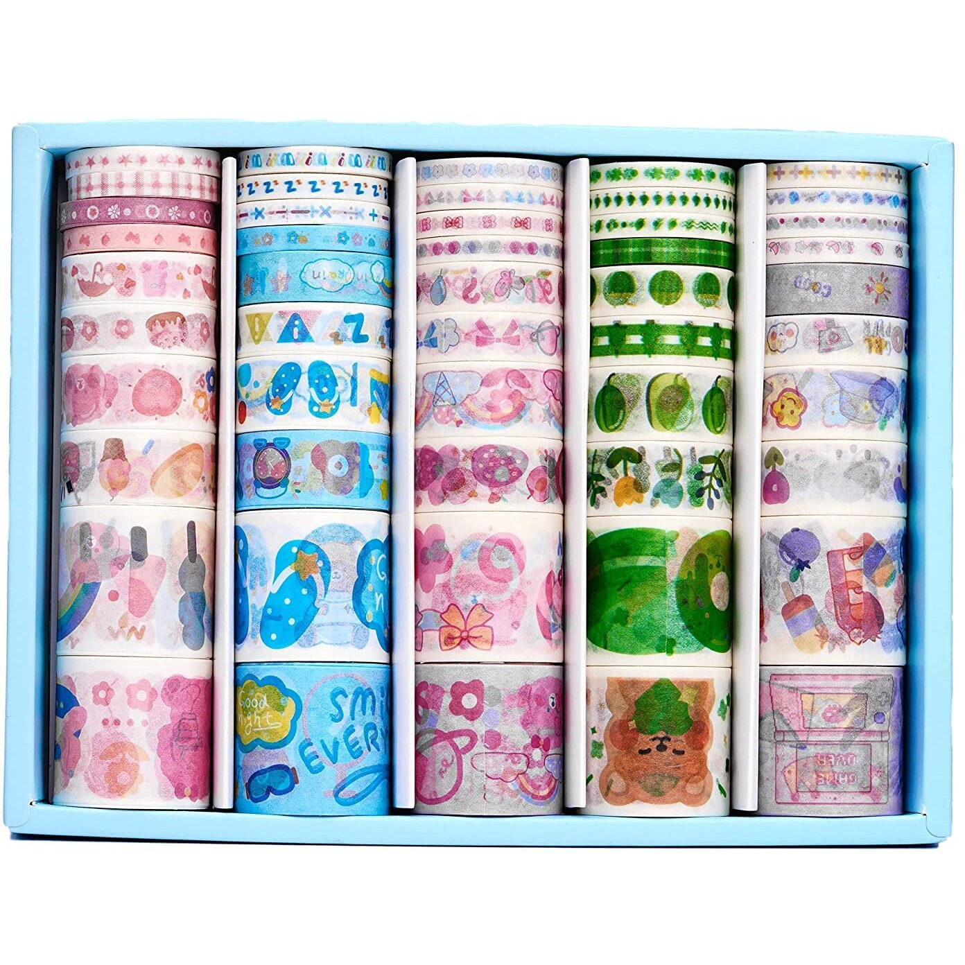 Bondwet 50 Rolls Washi Masking Tape Set Decoration Adhesive Tape For Crafts Colorful Tape Scrapbook Tape Washi Tape Sticker Roll (Fruit Design Tape)