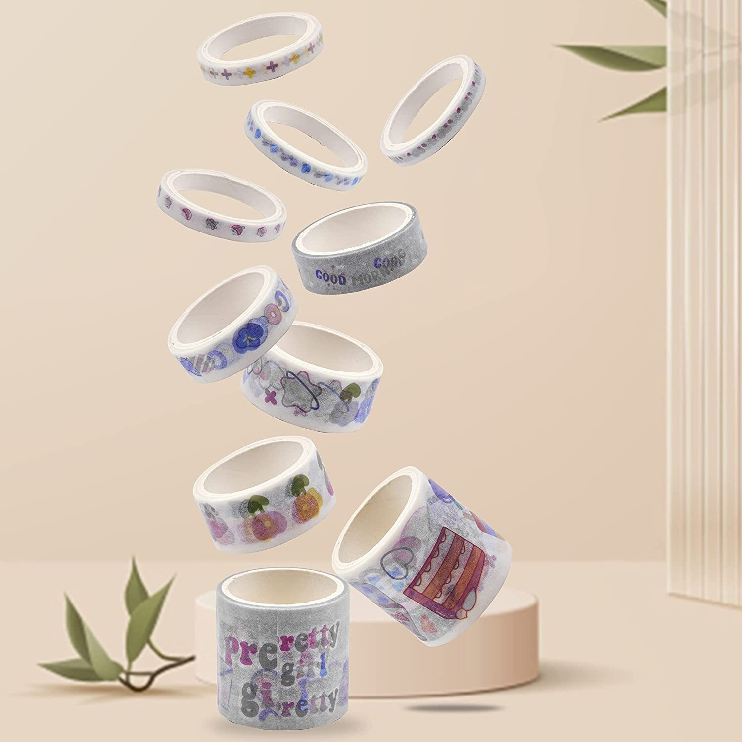 Bondwet 50 Rolls Washi Masking Tape Set Decoration Adhesive Tape For Crafts Colorful Tape Scrapbook Tape Washi Tape Sticker Roll (Fruit Design Tape)