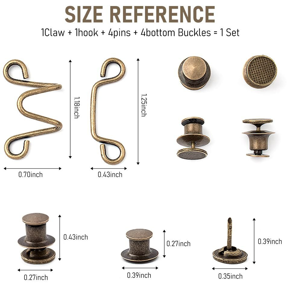 Venzina 4 Sets Jeans Button Adjustable Waist Buckle, Instant No Sewing Metal Buttons For Loose Jeans Pants, Detachable Adjustable Pant Waist Tightener Pins