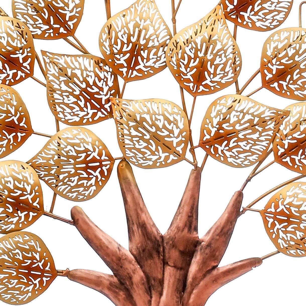 World Decor Iron Metal Golden Budha Tree Wall Decor (40 X 02 X 48 In)