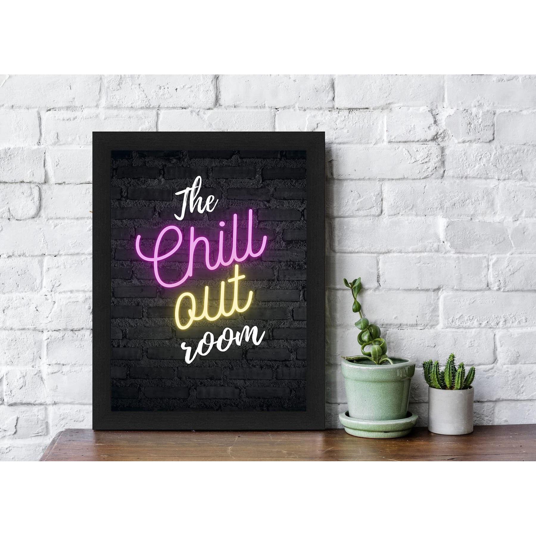 Interio Crafts Chill Out Motivational Wall Framed Poster, Inspirational Home Decor, Synthetic Wood, 13 X 10 Inches