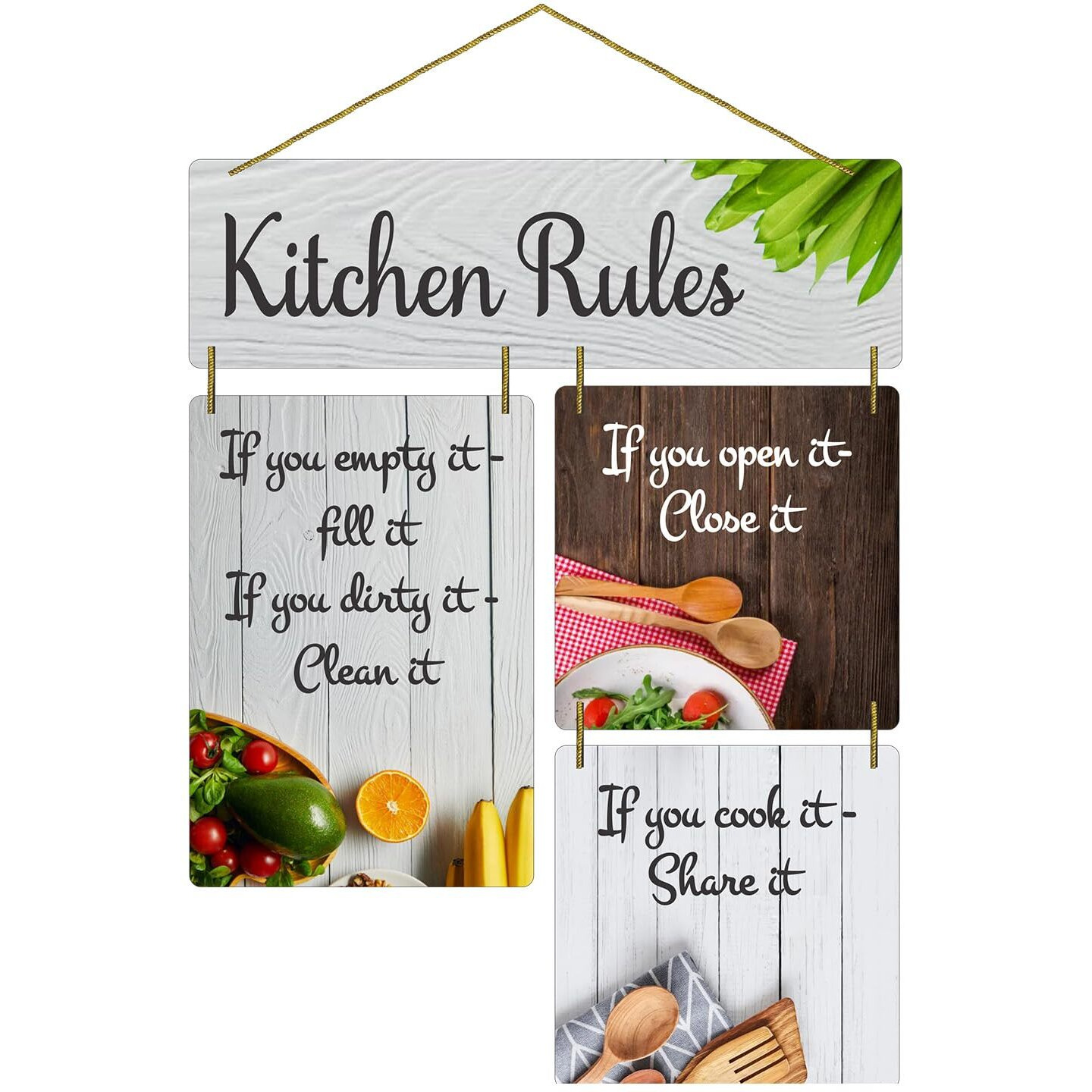 Dly Lifestyle Decorative Wall Art Mdf Wooden Hanger For Living Room | Kitchen Rules For Home | Bedroom | Home Decor | Office | Gift | Quotes Item | Wall Hanging For House Decoration | Wall Art