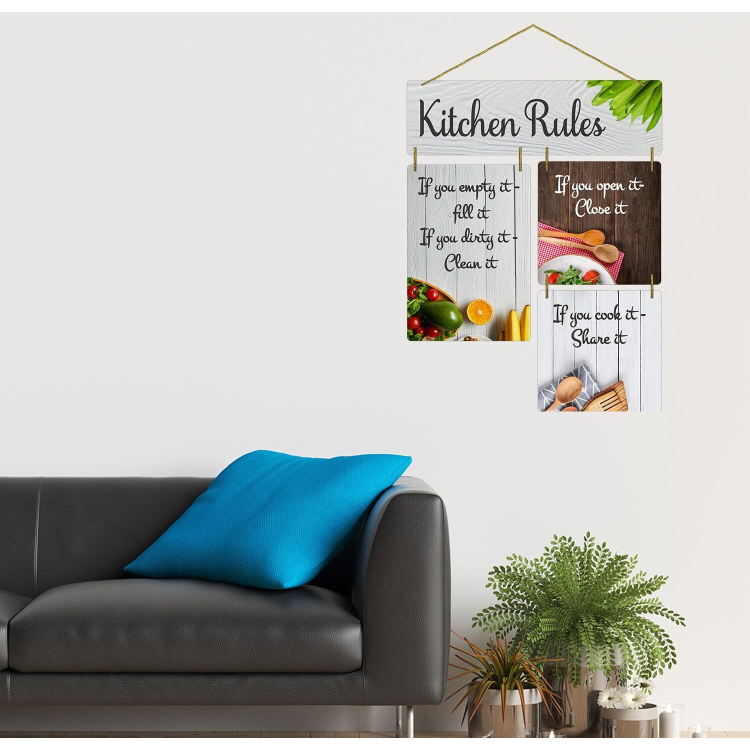 Dly Lifestyle Decorative Wall Art Mdf Wooden Hanger For Living Room | Kitchen Rules For Home | Bedroom | Home Decor | Office | Gift | Quotes Item | Wall Hanging For House Decoration | Wall Art
