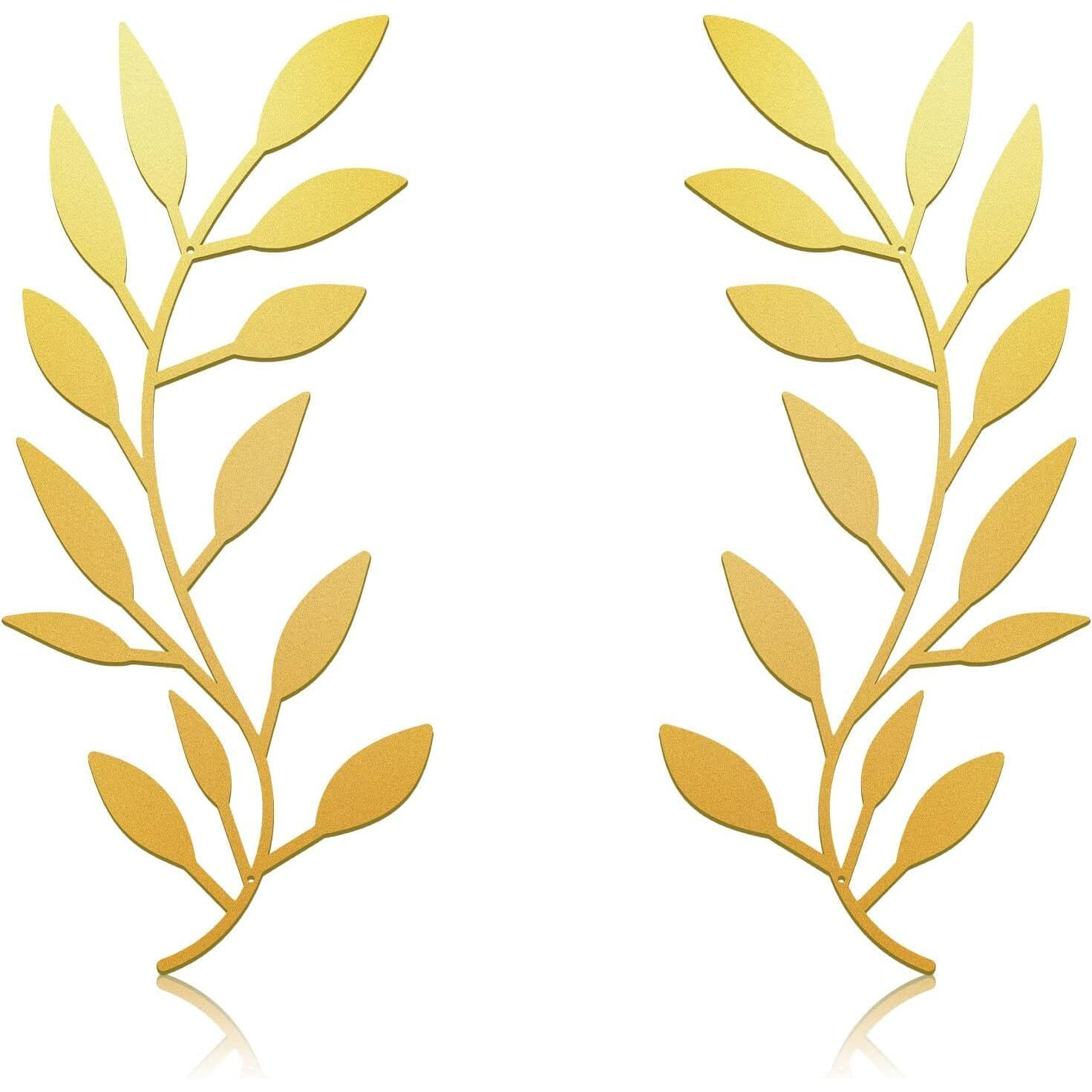 2 Pieces Metal Tree Leaf Wall Decor Vine Olive Branch Leaf Wall Art Wrought Iron Scroll Above The Bed, Living Room, Outdoor Decoration(Gold)