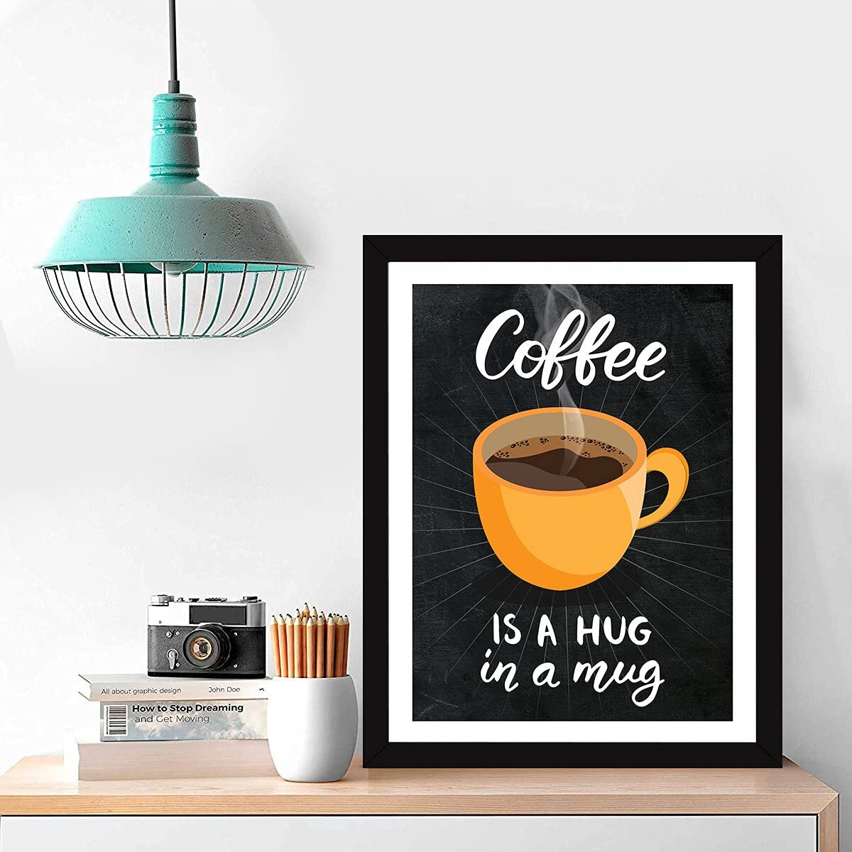 Chaka Chaundh - Coffee Posters For Wall With Frame - Coffee Quotes Wall Frames - Coffee Frames For Cafe - Coffee Frames For Wall And Kitchen - (14 X 11 Inches) (Black - Vintage Coffee - 1)