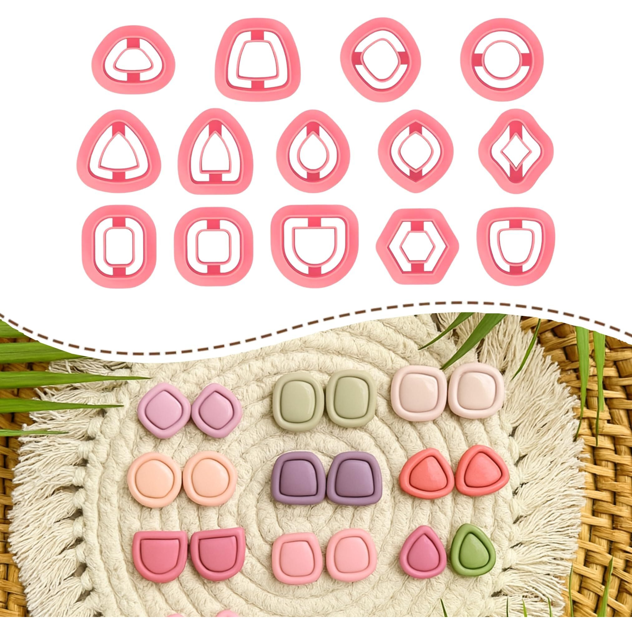 Dhanishtha | Frames Polymer Clay Cutter Cutters | Clay Cutter Clay Tool | Basic Shapes Earing Making Tools | Clay Cutter Tool Jewellery Making Tools | Color May Vary | Set Of 14 Cutters |