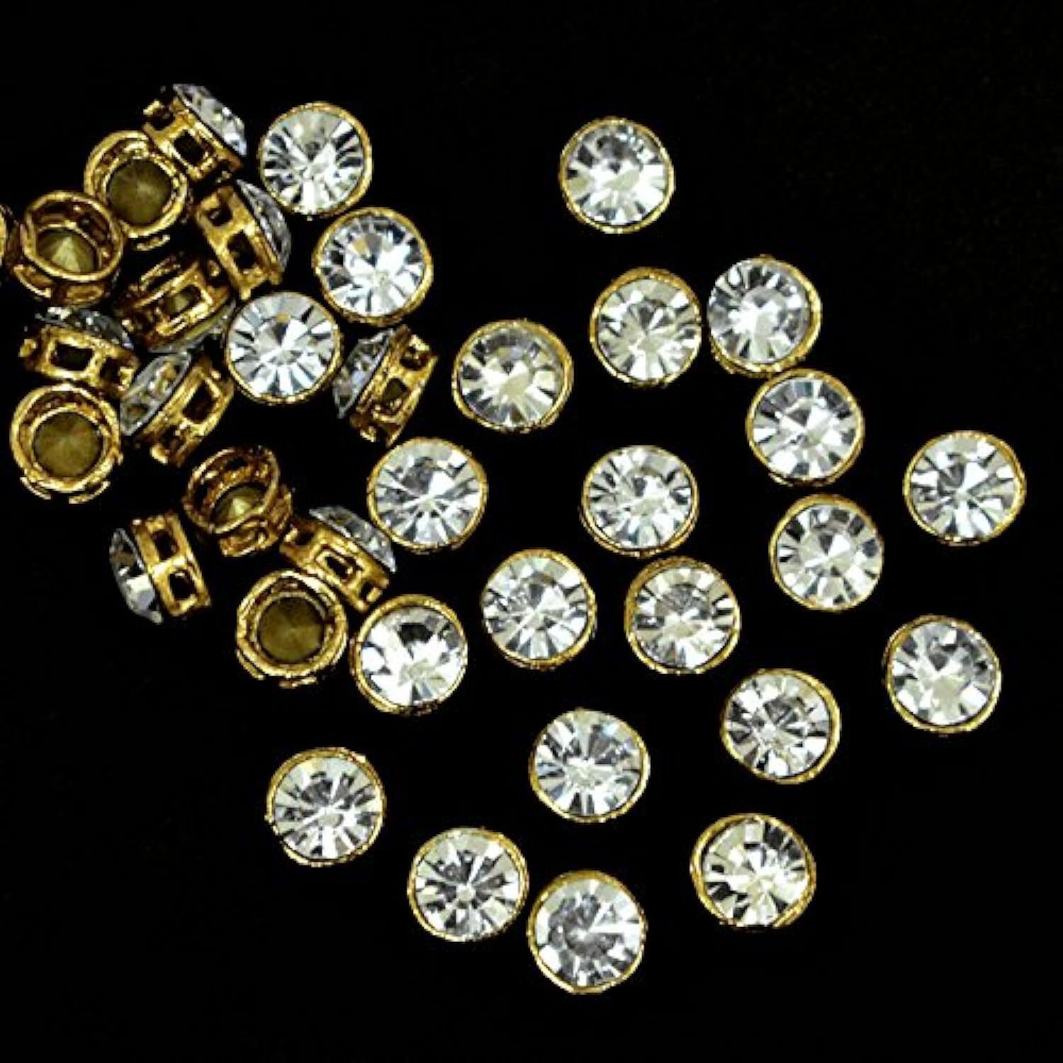 Embroiderymaterial Sew On Beads/Rhinestones/Kundan Stones Mirrors For Craft Work, Embroidery Work, Jewellery Work, Aari Work, Maggam Work Etc (Round Shape, Silver Color, 9Mm, 50 Pieces)