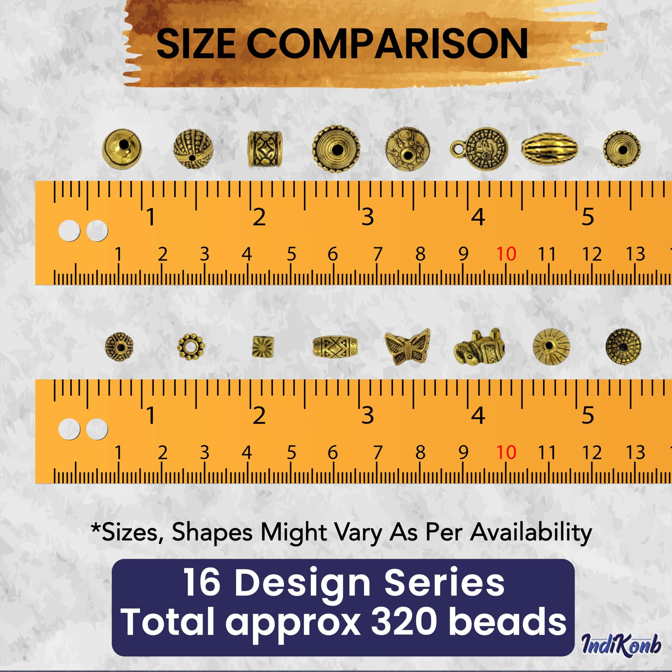 Indikonb 360 Antique Gold Spacer Beads, Small And Large Charm Spacer Beads Kit, Accessories For Diy Bracelet Necklace Jewelry Making