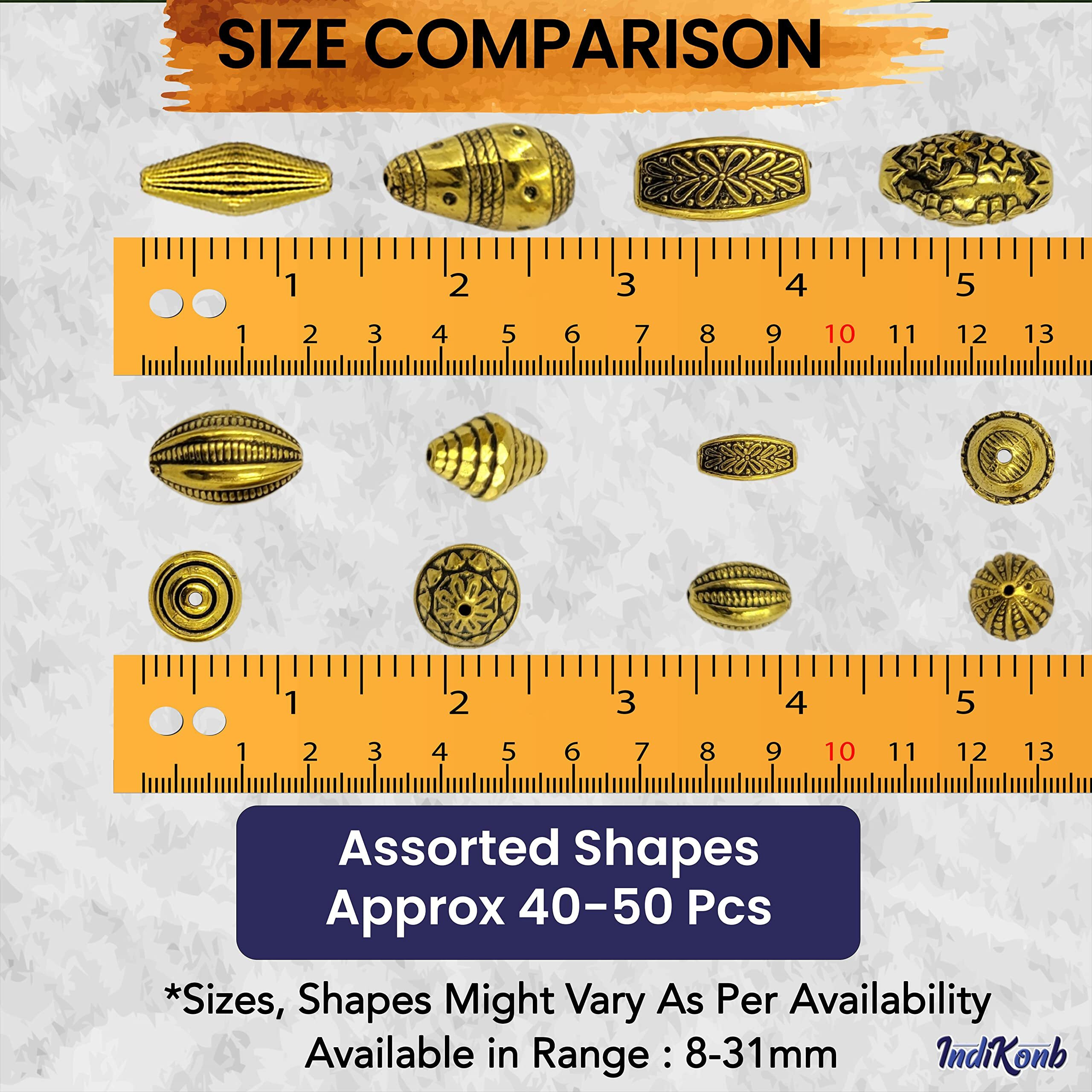Indikonb 360 Antique Gold Spacer Beads, Small And Large Charm Spacer Beads Kit, Accessories For Diy Bracelet Necklace Jewelry Making
