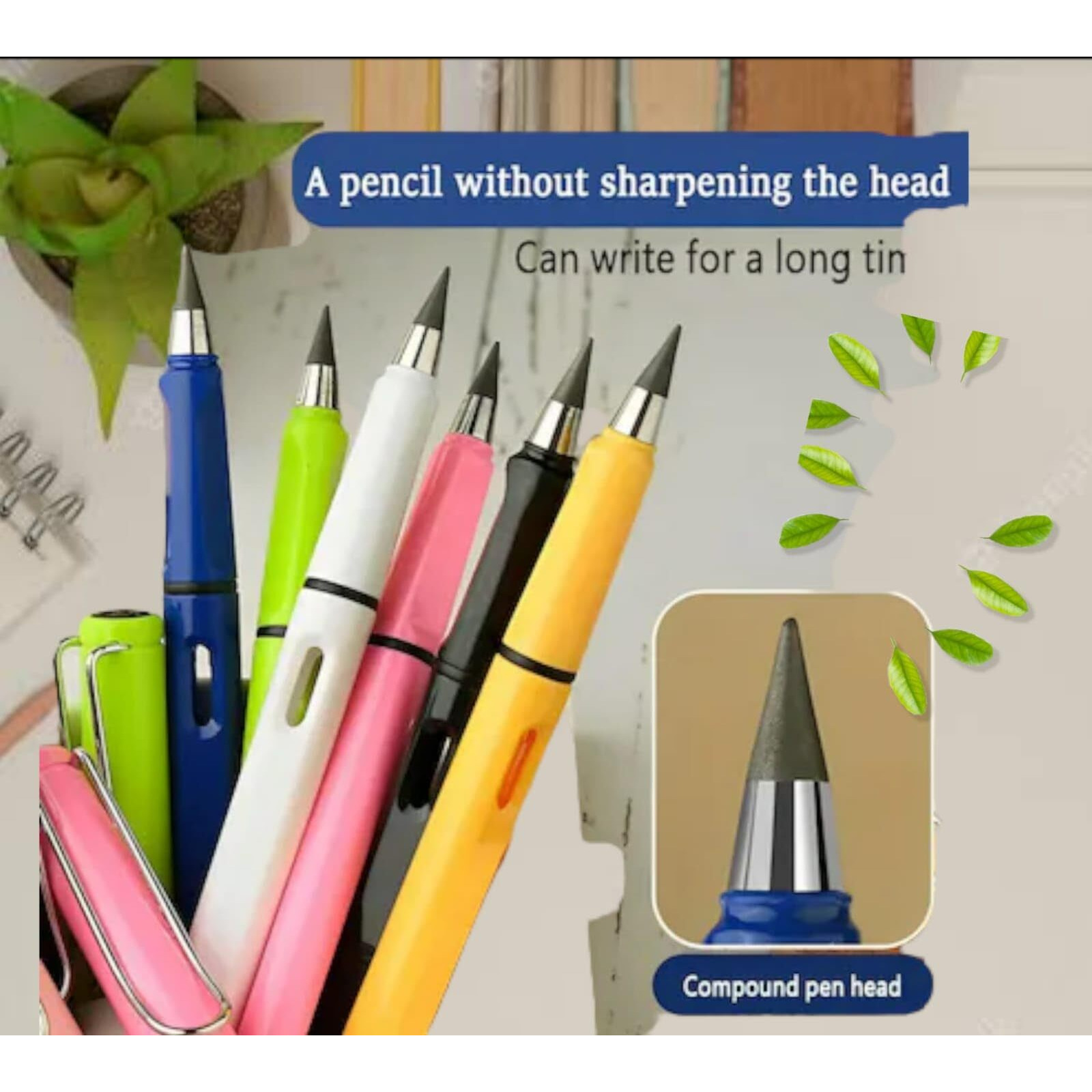 Caru Craft 12 Pcs Pen Shape Pencil Black Everlasting Pencil Inkless Eternal Portable Reusable Erasable Infinite Birthday Party Return Gift For Kids (Black Pencil)