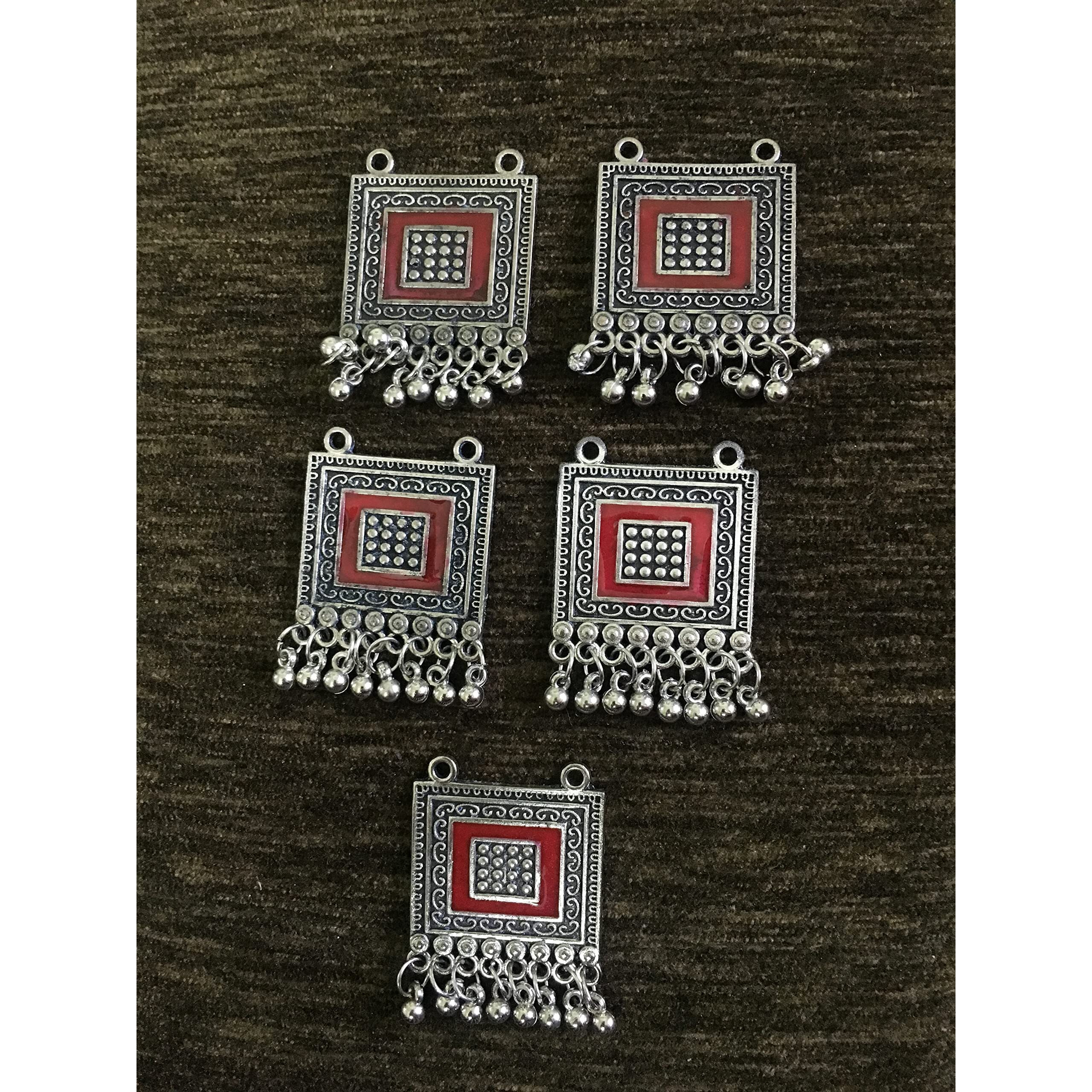 Sync Silver Long Buttons For Kurtis 4 Cm Buttons Clothes Beads Kurta Red Women Girl Metal Button Beads Long Hanging Latkan Sewing Dress Lehenga Tassel Decoration Fringe Fancy Stylish Diy Craft