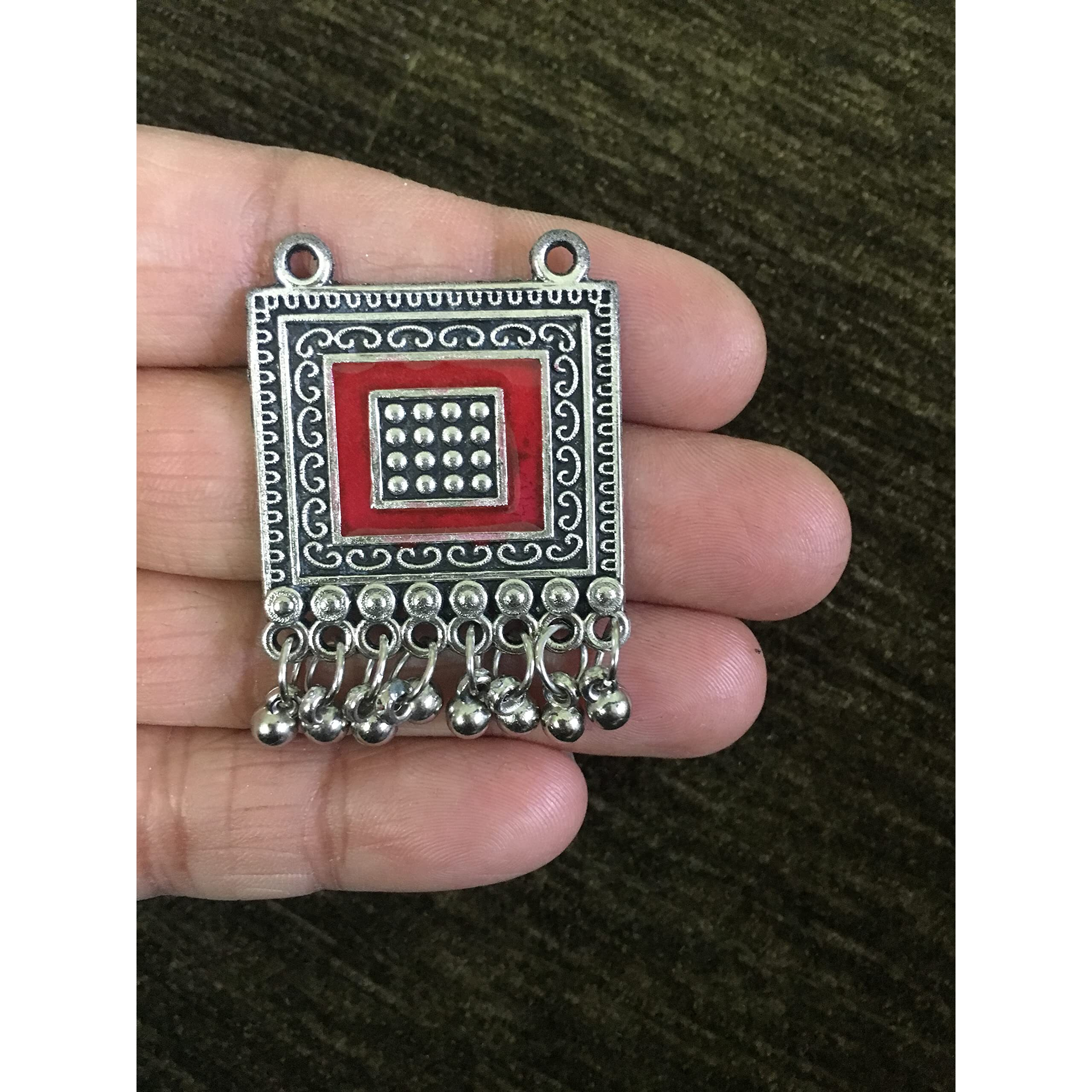 Sync Silver Long Buttons For Kurtis 4 Cm Buttons Clothes Beads Kurta Red Women Girl Metal Button Beads Long Hanging Latkan Sewing Dress Lehenga Tassel Decoration Fringe Fancy Stylish Diy Craft