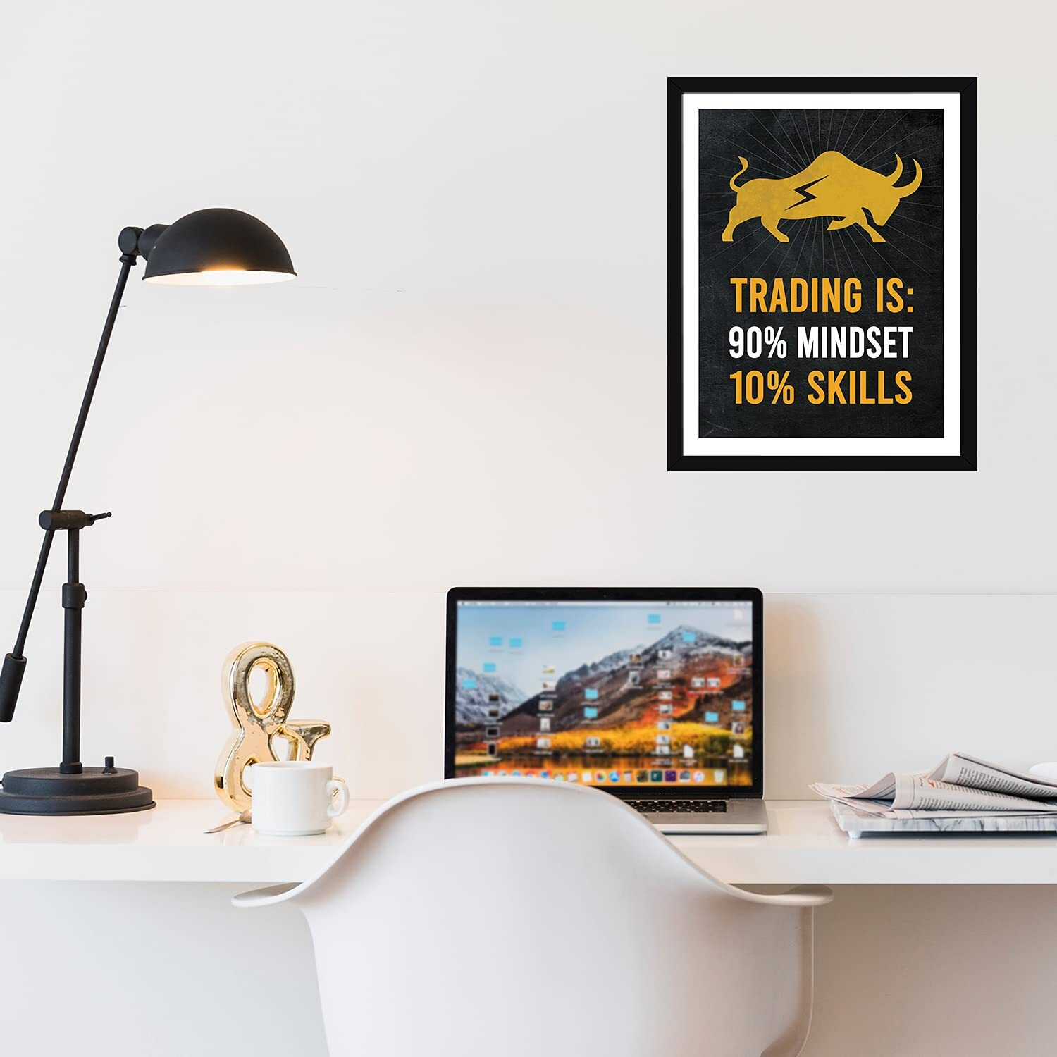 Chaka Chaundh - Money Quotes Wall Frames - Trading Quotes Wall Frames - Stock Market Quotes Wall Frames - Finance Quotes Wall Frames - Share Market Quotes Frames - (13.6 X 10.6 Inches) White,Acrylic