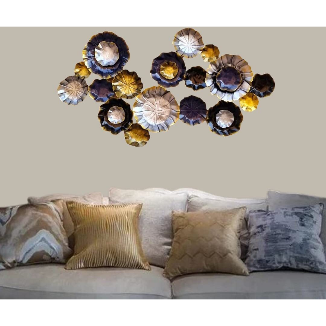 Anshika International Metal Flower Wall Art Metal Wall Hanging Wall Sculpture Home Decor For Living Room (Size- 40X23 In)