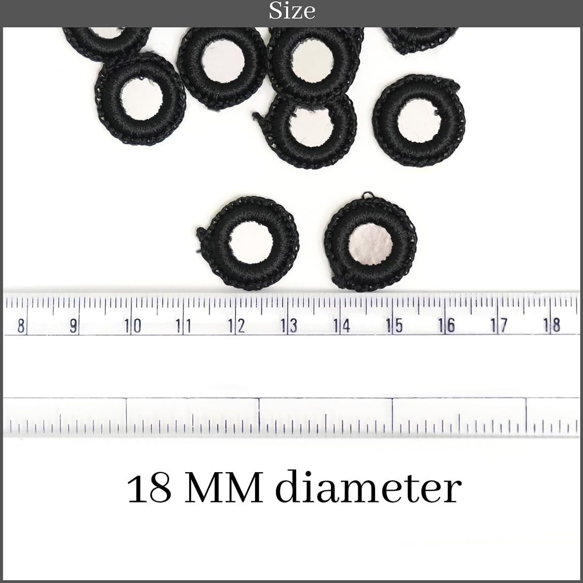 Embroiderymaterial Crochet Rings For Embroidery And Craft Purpose (Black, 100 Pieces, 18Mm)