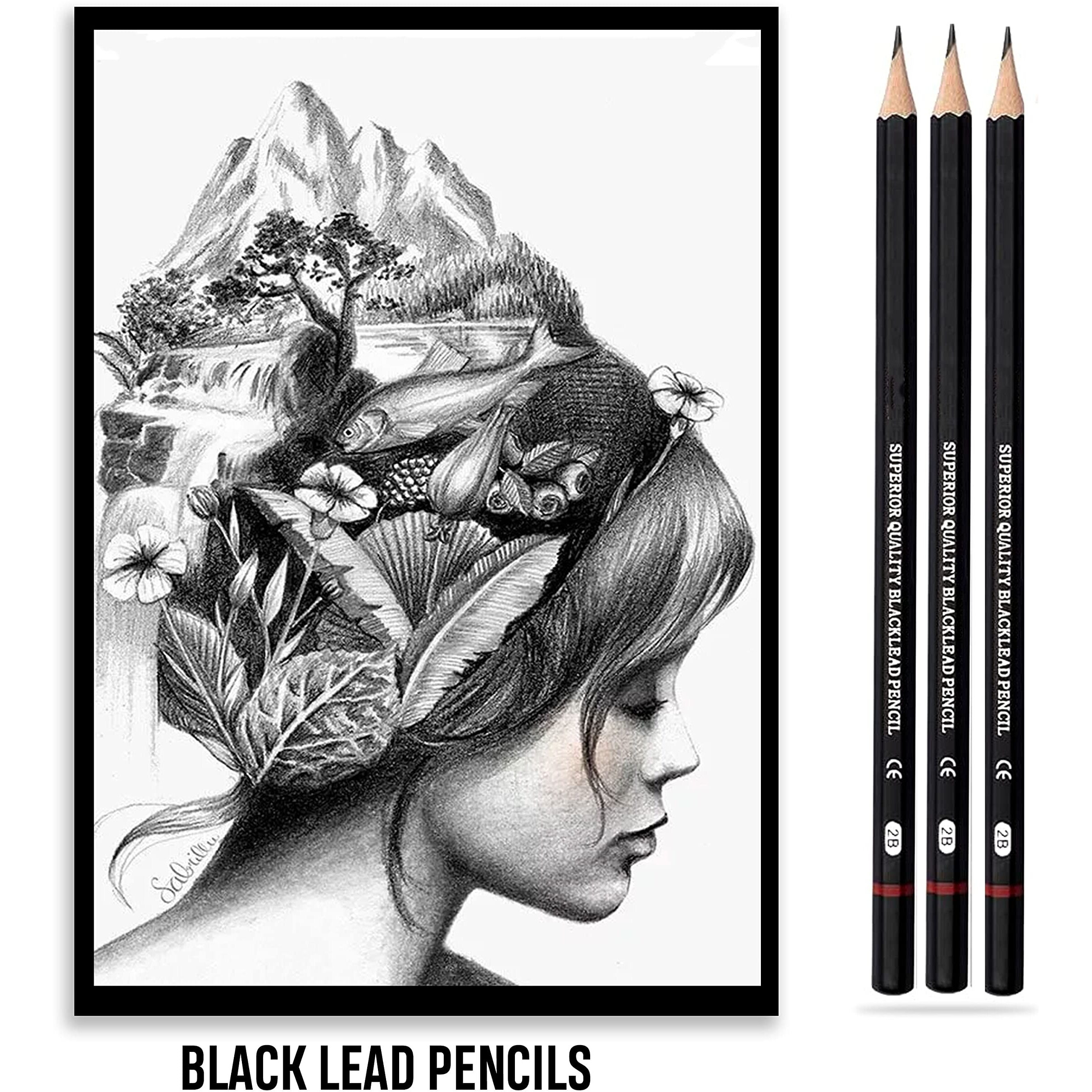 Dakos Sketch Pencil Set For Artists, Drawing Art Supplies For Adults & Kids, 12 Black Pencils