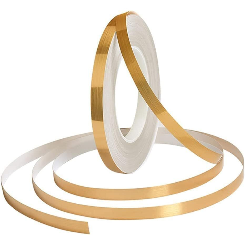 Krifa Enterprise Tile Gap Foil Line Tape - Self-Adhesive Waterproof Seam Sticker For Walls, Cabinets, Bedrooms, Living Rooms, And Kitchens (1Cm X 50M) Gold