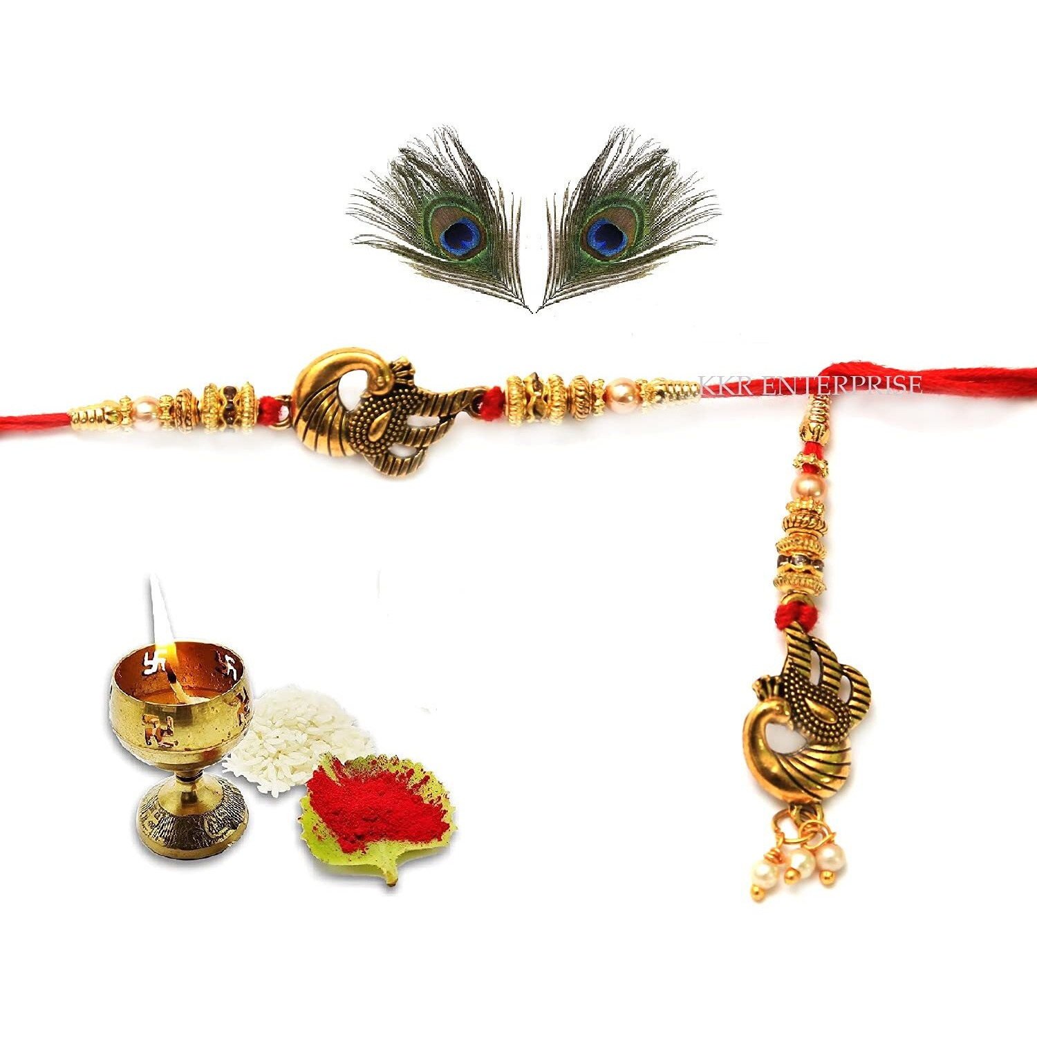 Kkr Enterprise- Lumba Couple Rakhi For Bhaiya Bhabhi Rakhi Set Bhabhi Lumba Rakhi For Bhaiya Brother Bhai Bhabh Lumba Rakhi Raksha Bandhan Rakhi (Set Of 1)